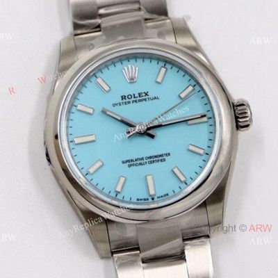 31mm Swiss Replica Rolex Oyster Perpetual Tif-fa-ny blue Dial Watch